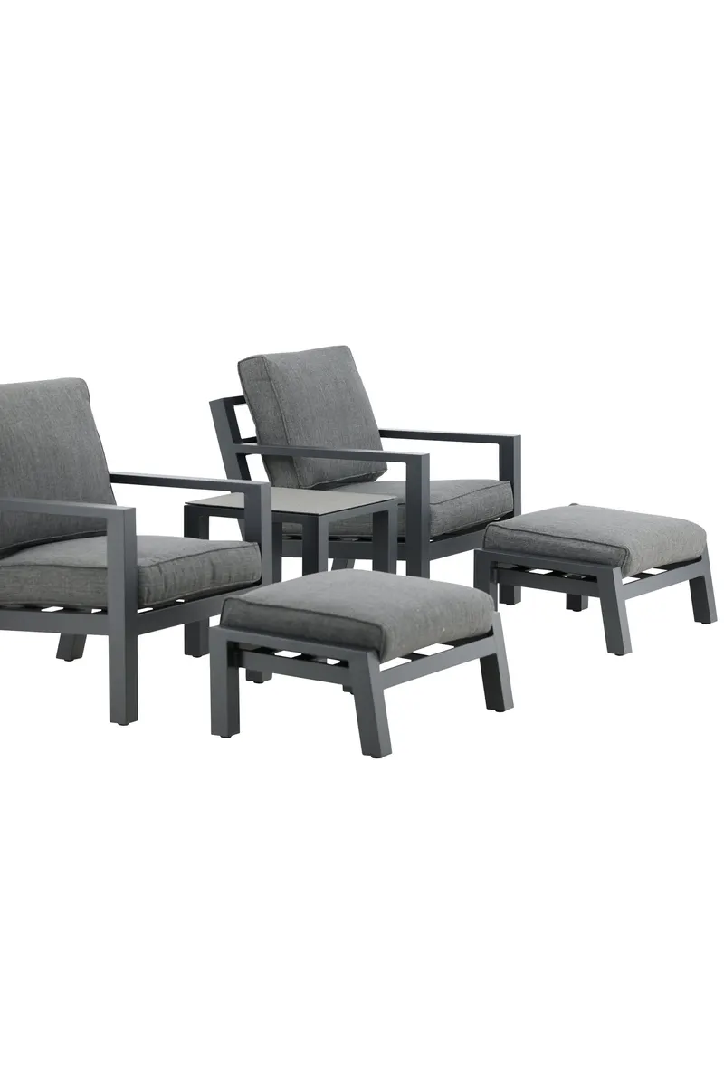 Barcelona Gartenlounge mit zwei Loungesesseln, Hockern und Beistelltisch, Ansicht 13
