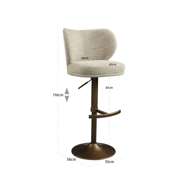 Barhocker Amely, Natural softweave, drehbar von Richmond Interiors, Maßzeichnung 8