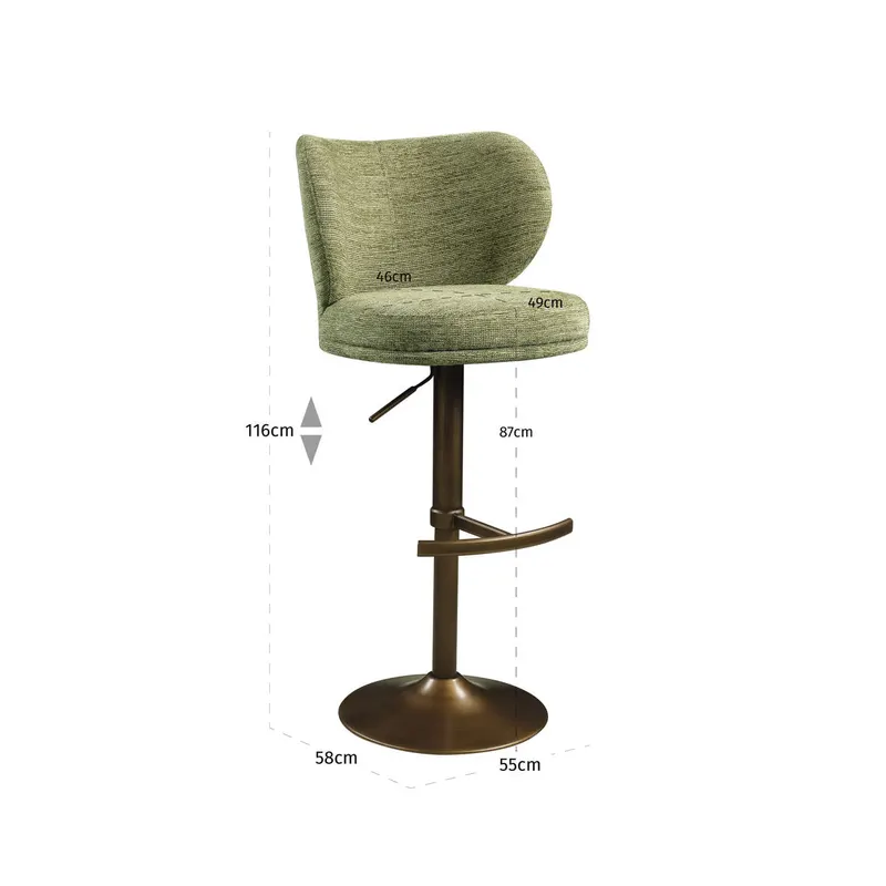 Barhocker Amely, Pistache softweave, drehbar von Richmond Interiors, Maßzeichnung 9