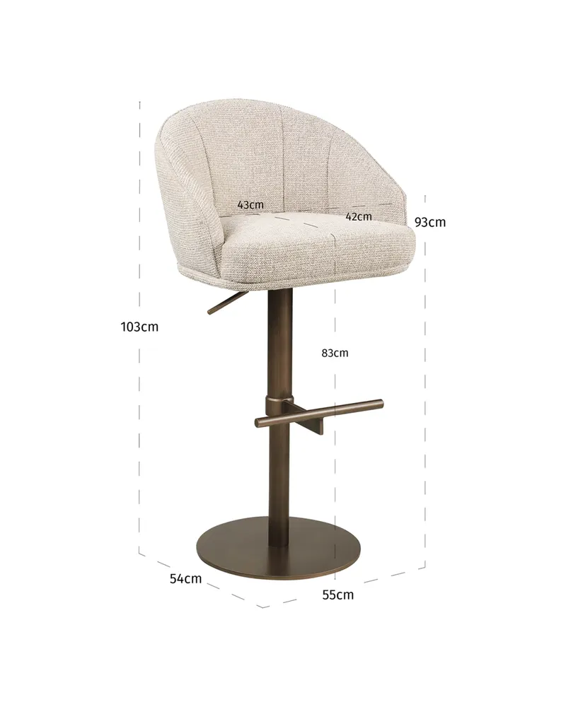 Barhocker Beverly, Natural fancy, drehbar von Richmond Interiors, Produktansicht 8
