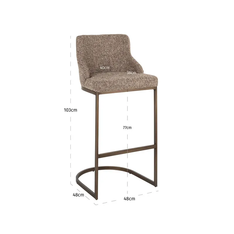 Barhocker Bolton, Brown tweed von Richmond Interiors, Maßzeichnung 13