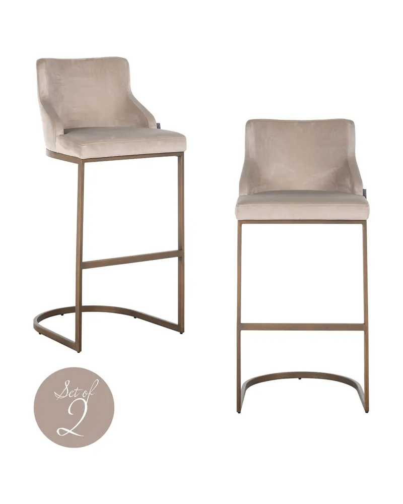 Barhocker Bolton, Khaki velvet, feuerhemmend von Richmond Interiors, Produktansicht 2