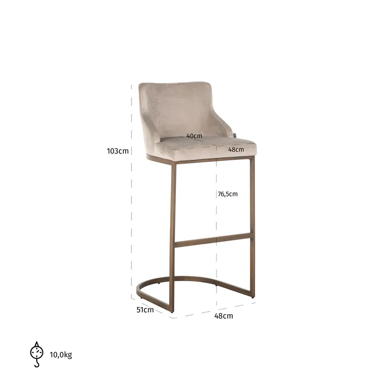 Barhocker Bolton, Khaki velvet, feuerhemmend von Richmond Interiors, Maßzeichnung 9