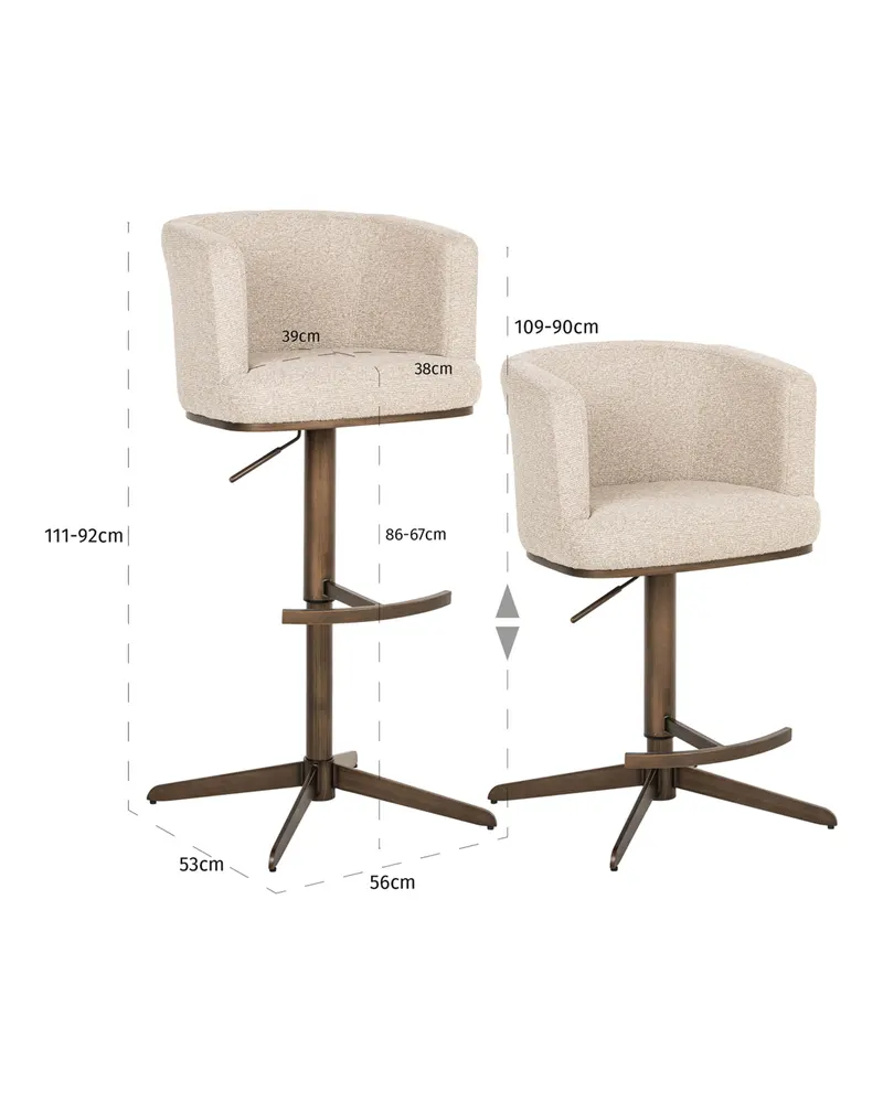 Barhocker Cheyenne, Biscotti, drehbar von Richmond Interiors, Produktansicht 16