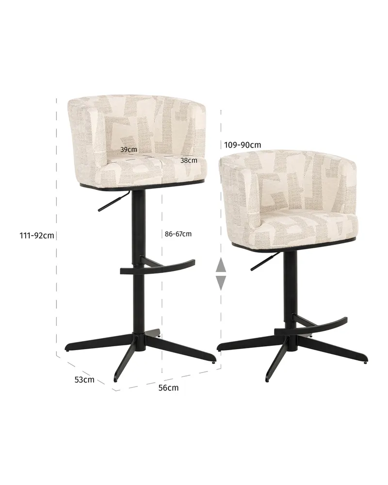 Barhocker Cheyenne, Beige graffic, drehbar von Richmond Interiors, Produktansicht 16