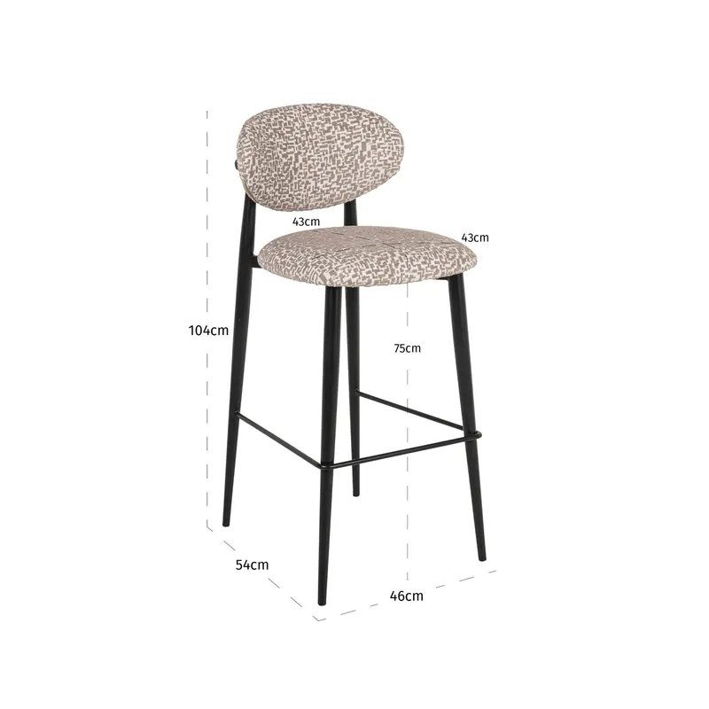 Barhocker Dantes, Natural geo von Richmond Interiors, Maßzeichnung 9