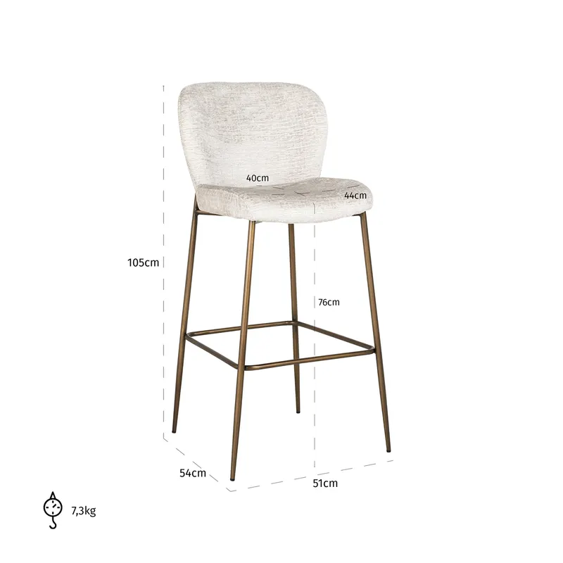 Barhocker Darby, Cream fusion von Richmond Interiors, Maßzeichnung 8