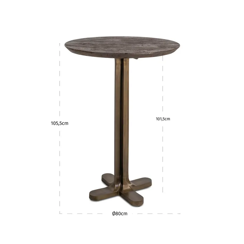 Bartisch Revelin, Dunkelbraun, 80Ø cm von Richmond Interiors, Maßzeichnung 8