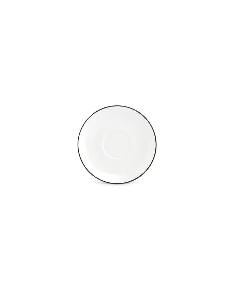 Basic White Untertasse aus Porzellan, Ø 14,5 cm, grüner Rand
