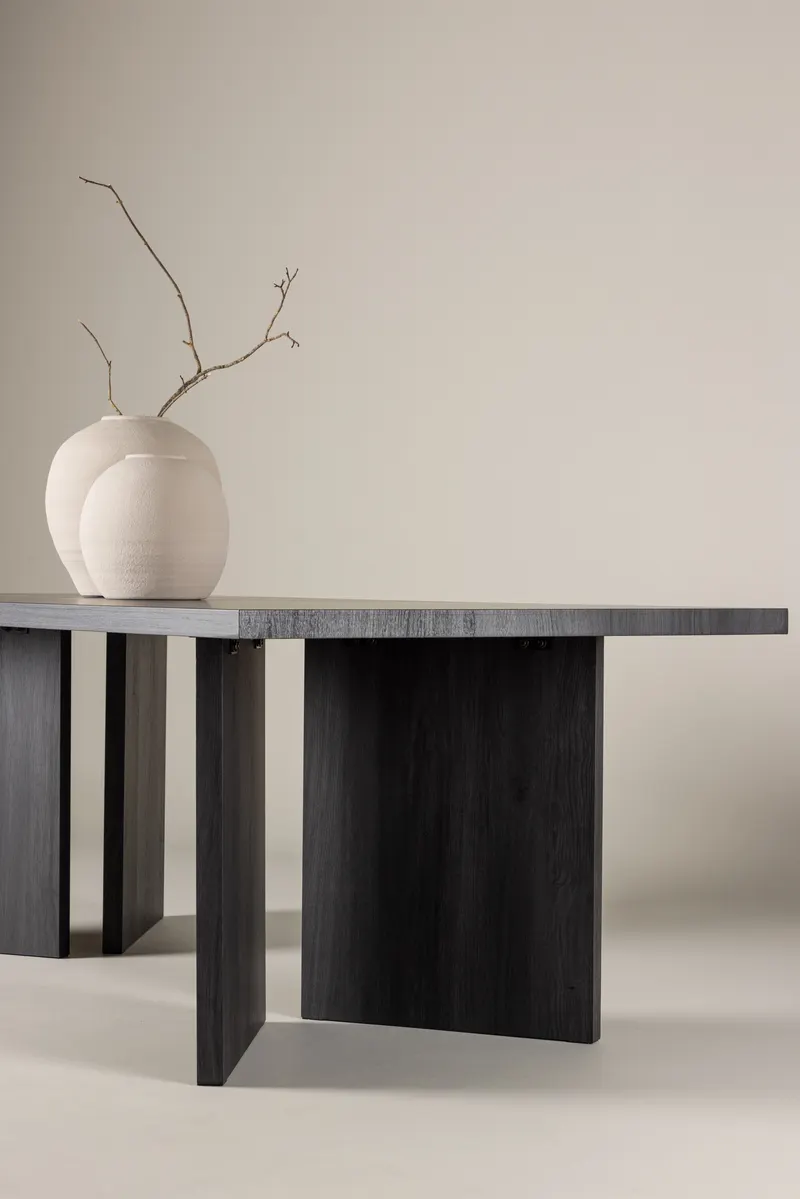 Bassholmen rechteckiger Esstisch in 240 × 100 cm, Schwarz, im Wohnraum, Ansicht 4
