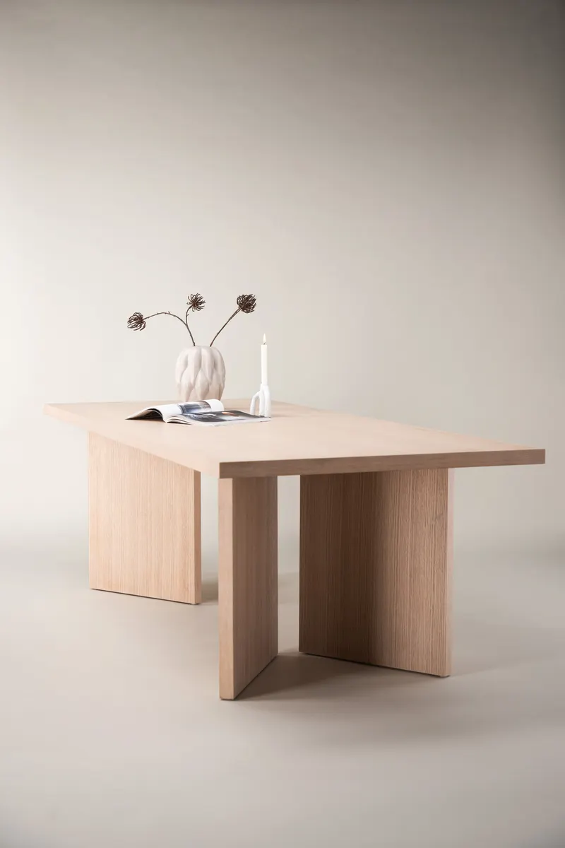 Bassholmen rechteckiger Esstisch in 240 × 100 cm, Whitewash, im Wohnraum, Ansicht 1