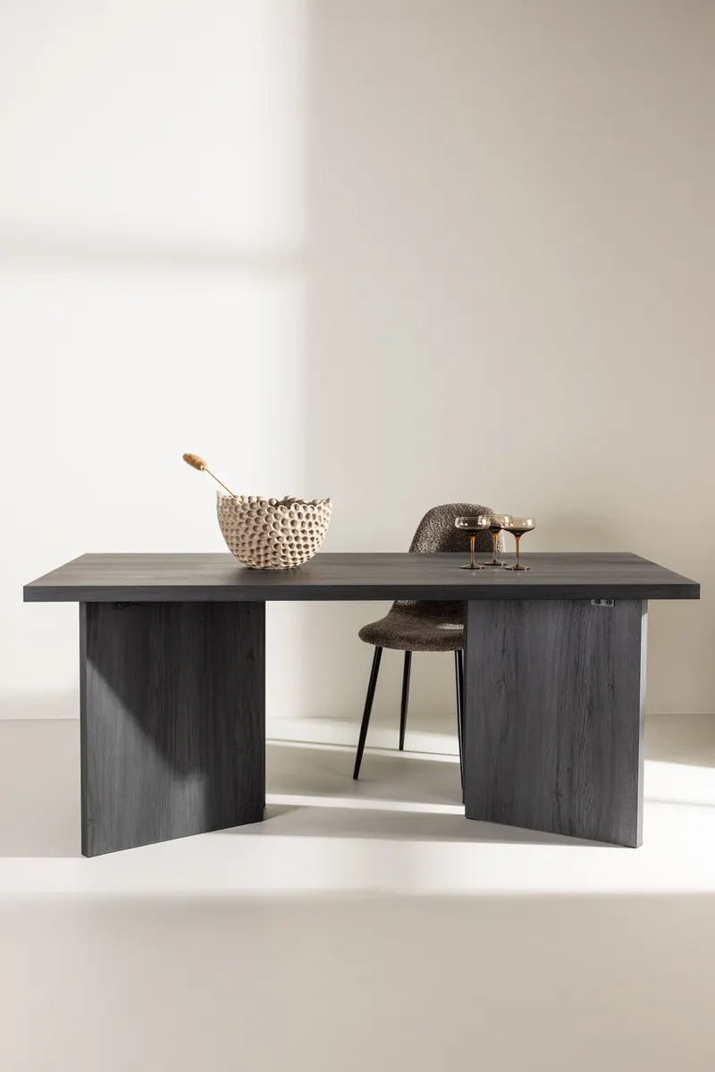 Bassholmen rechteckiger Esstisch in 180 × 90 cm, Schwarz, im Wohnraum, Ansicht 1