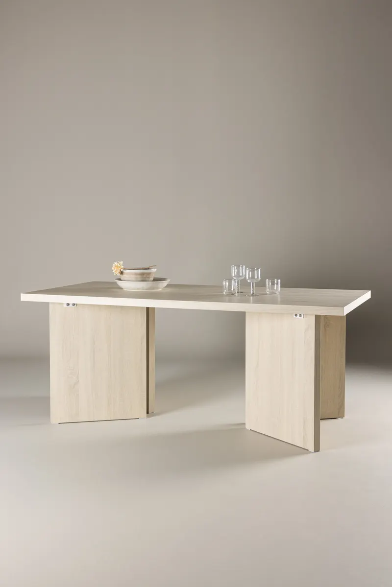 Bassholmen rechteckiger Esstisch in 180 × 90 cm, Whitewash, im Wohnraum, Ansicht 1