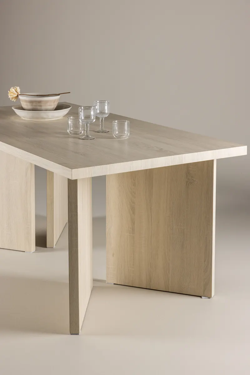 Bassholmen rechteckiger Esstisch in 180 × 90 cm, Whitewash, im Wohnraum, Ansicht 5