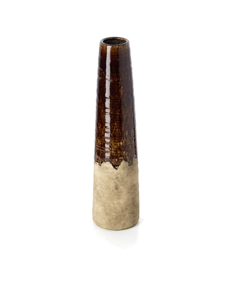 The Amber Cone Vase, Vase aus Steinzeug in Betonbraun von Bazar Bizar, Größe L, Ansicht 3