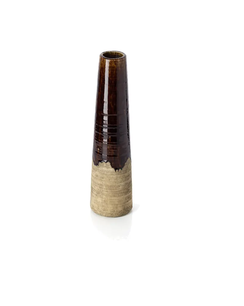 The Amber Cone Vase, Vase aus Steinzeug in Betonbraun von Bazar Bizar, Größe M, Ansicht 3