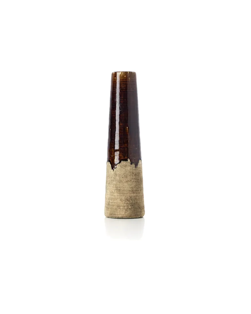 The Amber Cone Vase aus Steinzeug in Betonbraun