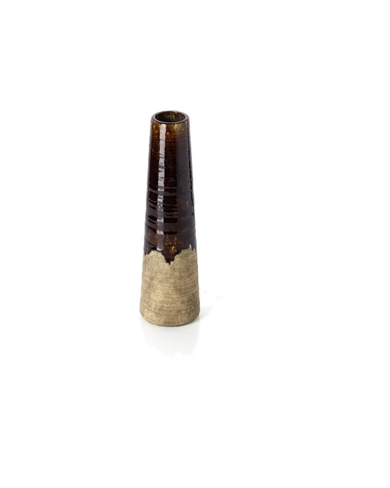 The Amber Cone Vase, Vase aus Steinzeug in Betonbraun von Bazar Bizar, Größe S, Ansicht 3