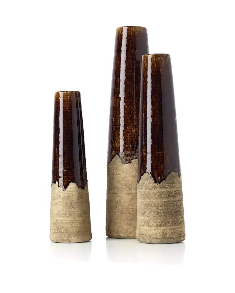 The Amber Cone Vase, Vase aus Steinzeug in Betonbraun von Bazar Bizar, Größe S, Ansicht 4