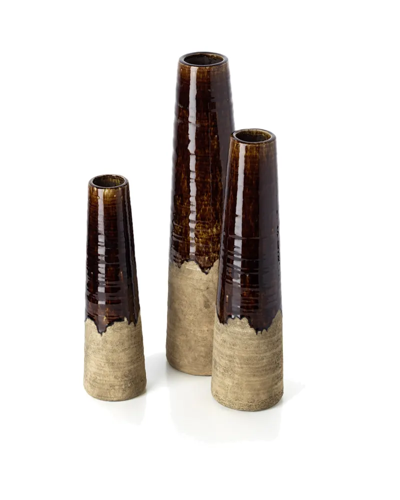 The Amber Cone Vase, Vase aus Steinzeug in Betonbraun von Bazar Bizar, Größe S, Ansicht 5