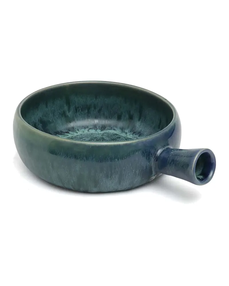 The Aqua Casserole with Handle Kochgeschirr aus Steinzeug von Bazar Bizar, Größe 19,5 × 15 × 5,5 cm, Blau, Ansicht 3