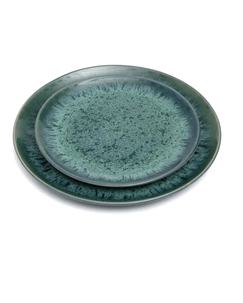 The Aqua Dinner Plate Teller aus Steinzeug von Bazar Bizar, Größe 28 × 28 × 2 cm, Blau, Ansicht 5