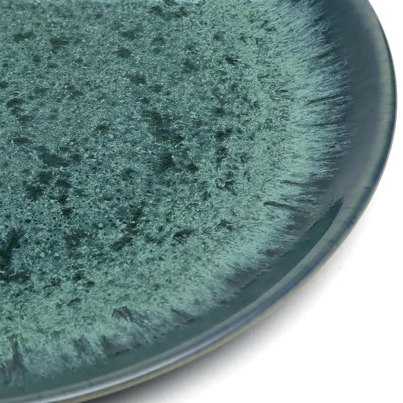 The Aqua Salad Plate Teller aus Steinzeug von Bazar Bizar, Größe 22 × 22 × 2 cm, Blau, Ansicht 5