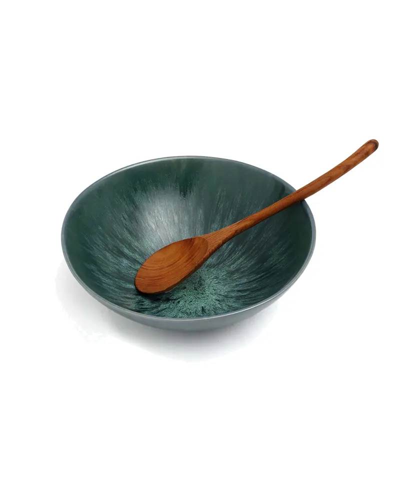 The Aqua Serving Bowl, blaue Servierschüssel aus Steinzeug von Bazar Bizar, Größe 26 × 26 × 9 cm, Ansicht 3