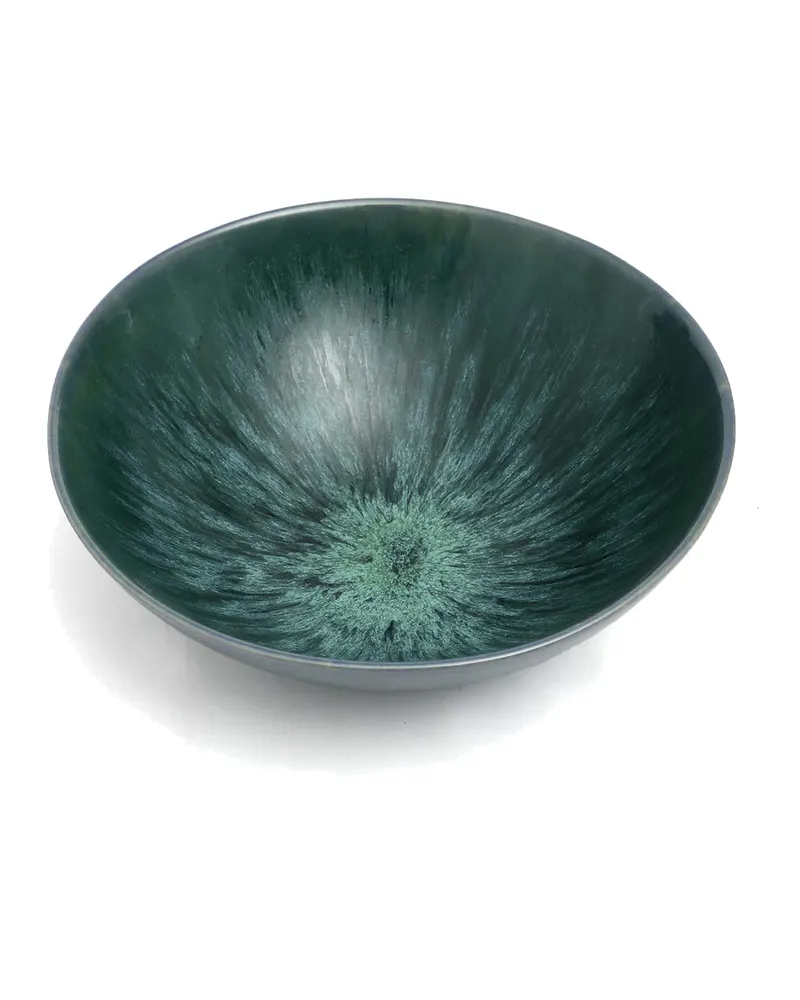 The Aqua Serving Bowl, blaue Servierschüssel aus Steinzeug von Bazar Bizar, Größe 26 × 26 × 9 cm, Ansicht 5