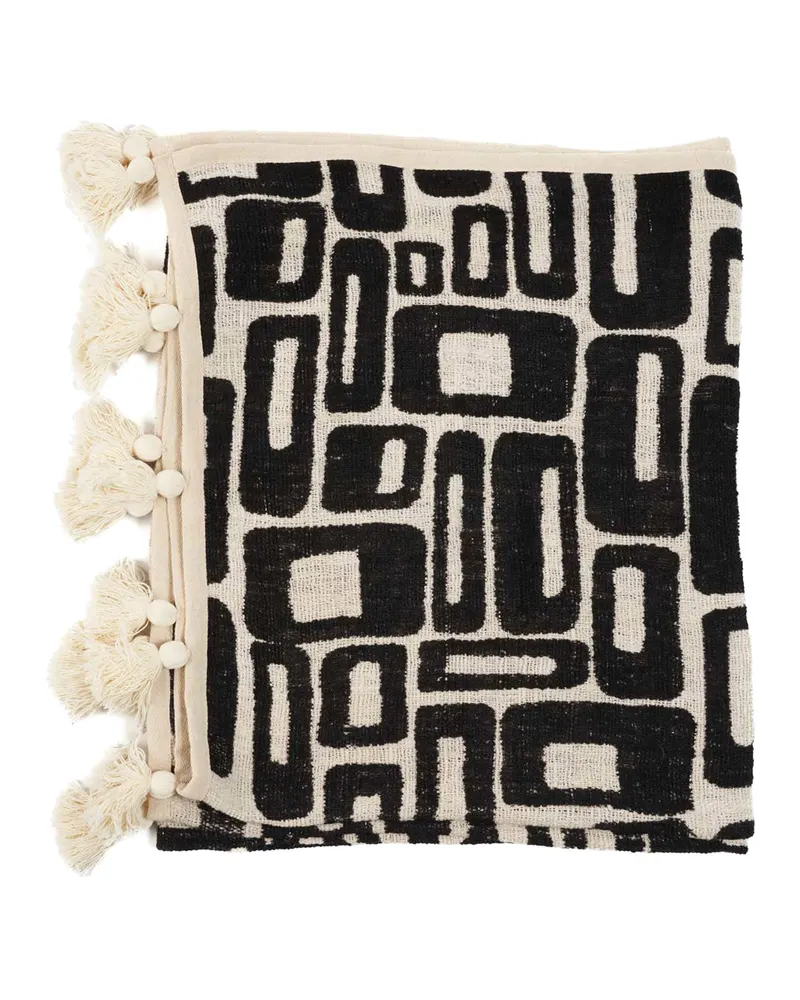 The Aztec Bed Throw Plaid aus Baumwolle von Bazar Bizar, Größe 240 × 128 cm, Natur / Schwarz, Ansicht 5