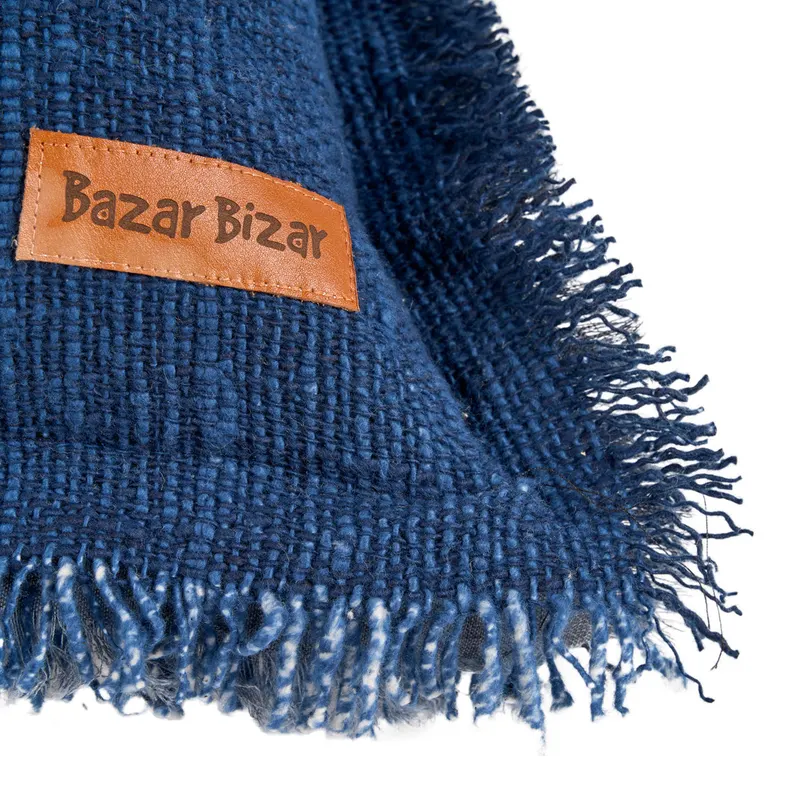 The Azure Fringe Cushion Cover Kissenbezug von Bazar Bizar, Größe 50 × 50 cm, Indischblau, Ansicht 5