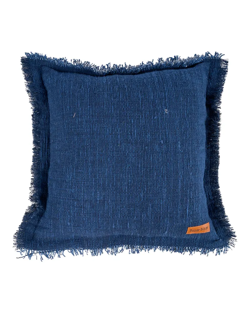 The Azure Fringe Cushion Cover Kissenbezug von Bazar Bizar, Größe 50 × 50 cm, Indischblau, Ansicht 6