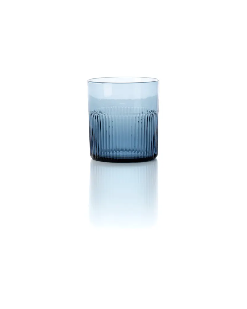 The Azure Rippled Low Tumbler Trinkglas aus Recyclingglas