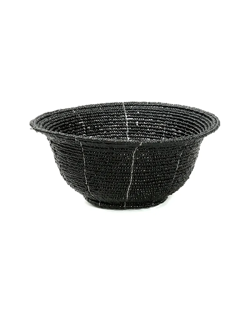 The Beaded Bowl Low Dekoschale aus Perlen, Schwarz