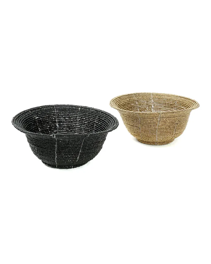 The Beaded Bowl Low, Dekoschale aus Perlen von Bazar Bizar, Größe S, Schwarz, Ansicht 3