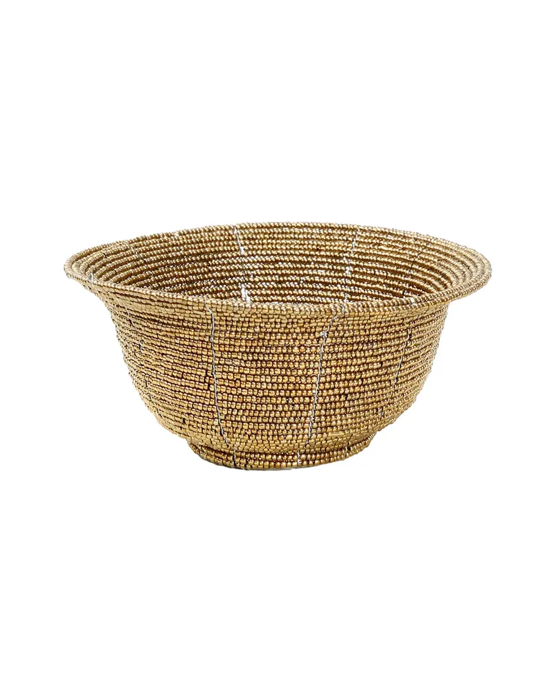 The Beaded Bowl Low, Dekoschale aus Perlen von Bazar Bizar, Größe S, Gold, Ansicht 1