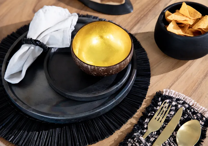The Beaded Napkin Ring Serviettenring aus Perlen von Bazar Bizar, Größe 6 × 6 × 2 cm, Schwarz, Ansicht 2