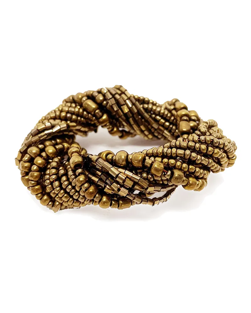 The Beaded Napkin Ring Serviettenring aus Perlen von Bazar Bizar, Größe 6 × 6 × 2 cm, Gold, Ansicht 1