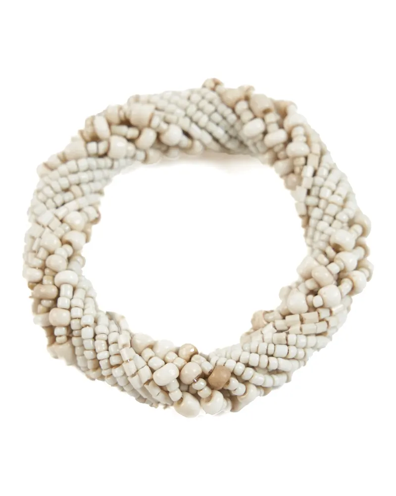 The Beaded Napkin Ring Serviettenring aus Perlen von Bazar Bizar, Größe 6 × 6 × 2 cm, Weiß, Ansicht 2