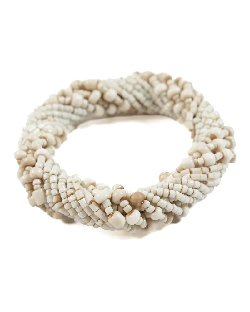 The Beaded Napkin Ring Serviettenring aus Perlen von Bazar Bizar, Größe 6 × 6 × 2 cm, Weiß, Ansicht 3