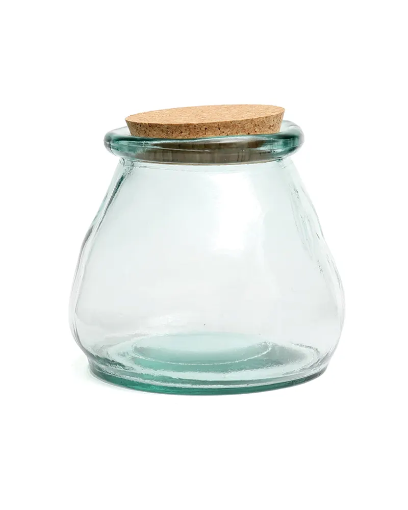 The Belly Glass Pot Vorratsgefäß aus Recyclingglas von Bazar Bizar, Größe L, Blau, Ansicht 1