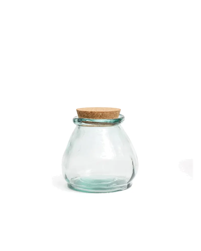 The Belly Glass Pot Vorratsgefäß aus Recyclingglas von Bazar Bizar, Größe S, Blau, Ansicht 1