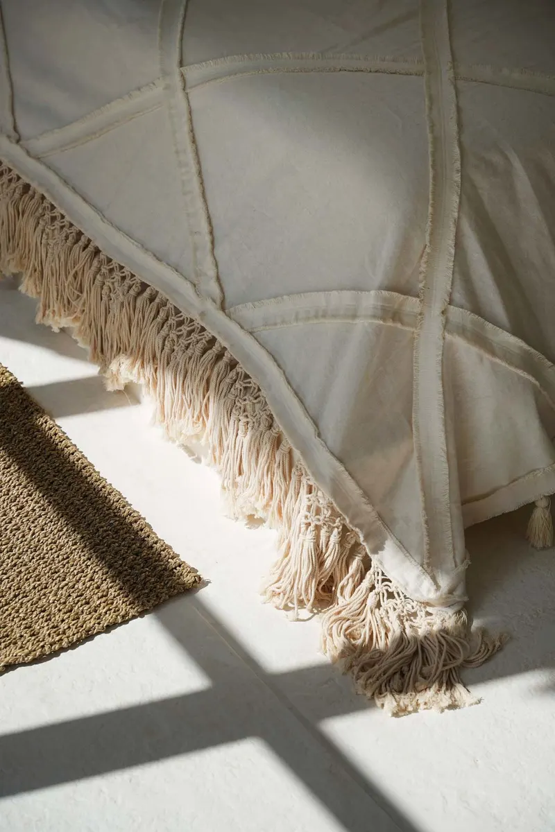 The Berber Bed Throw Baumwollplaid von Bazar Bizar, Größe 300 × 240 cm, Natur, Ansicht 2