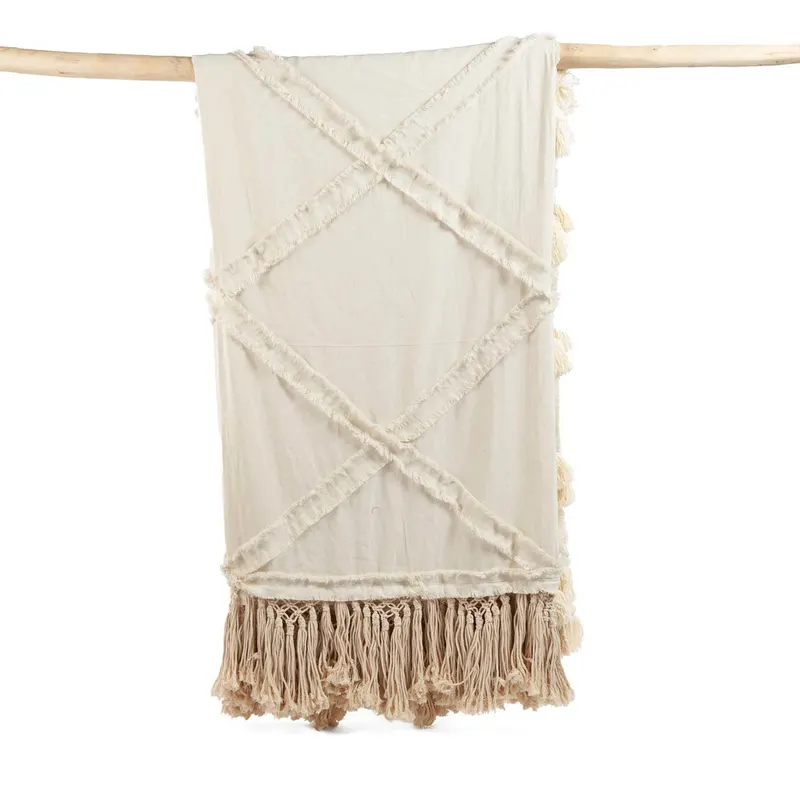 The Berber Bed Throw Baumwollplaid von Bazar Bizar, Größe 300 × 240 cm, Natur, Ansicht 7