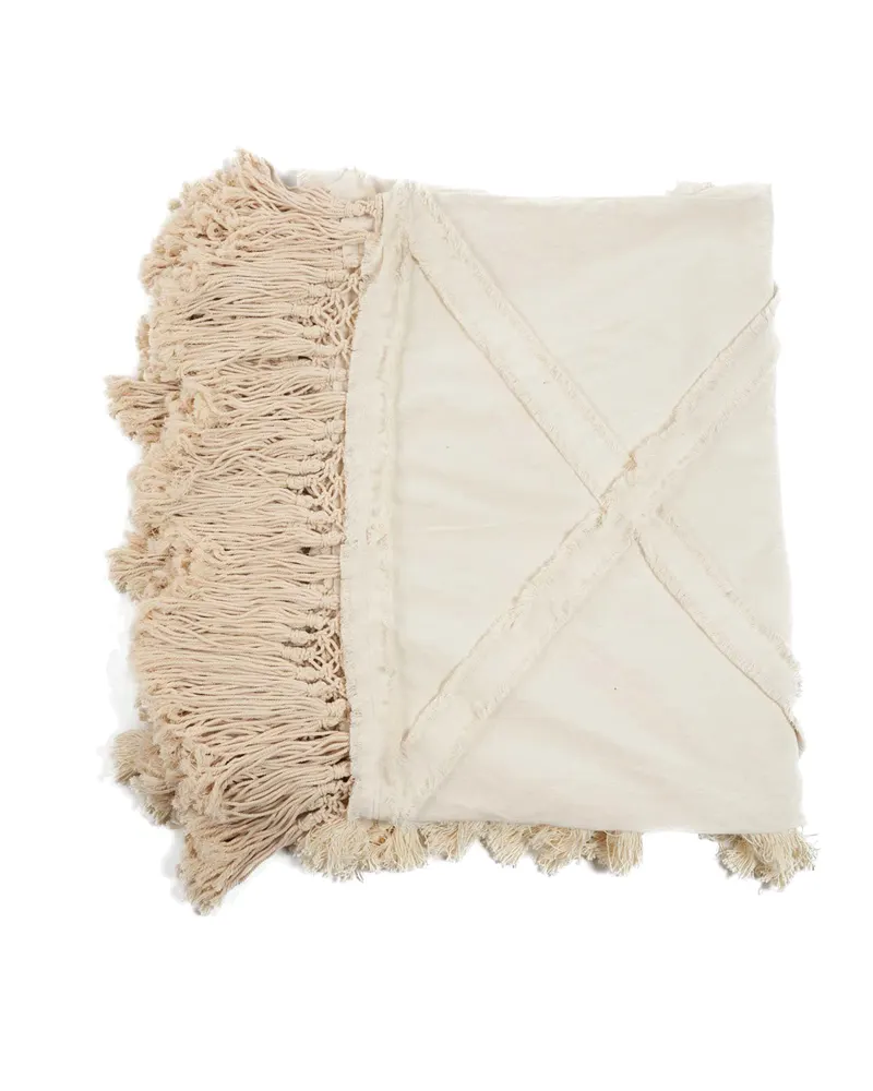 The Berber Bed Throw Baumwollplaid von Bazar Bizar, Größe 300 × 240 cm, Natur, Ansicht 8