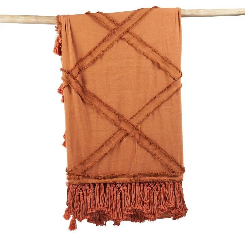 The Berber Bed Throw Baumwollplaid von Bazar Bizar, Größe 300 × 240 cm, Terrakotta, Ansicht 5