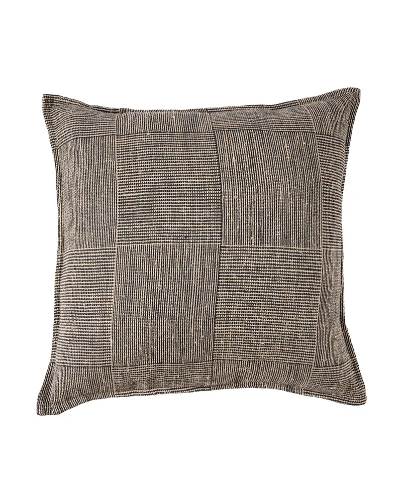 The Bloc Party Cushion Cover Kissenbezug aus Leinen von Bazar Bizar, Größe 50 × 50 cm, Schwarz / Natur, Ansicht 1