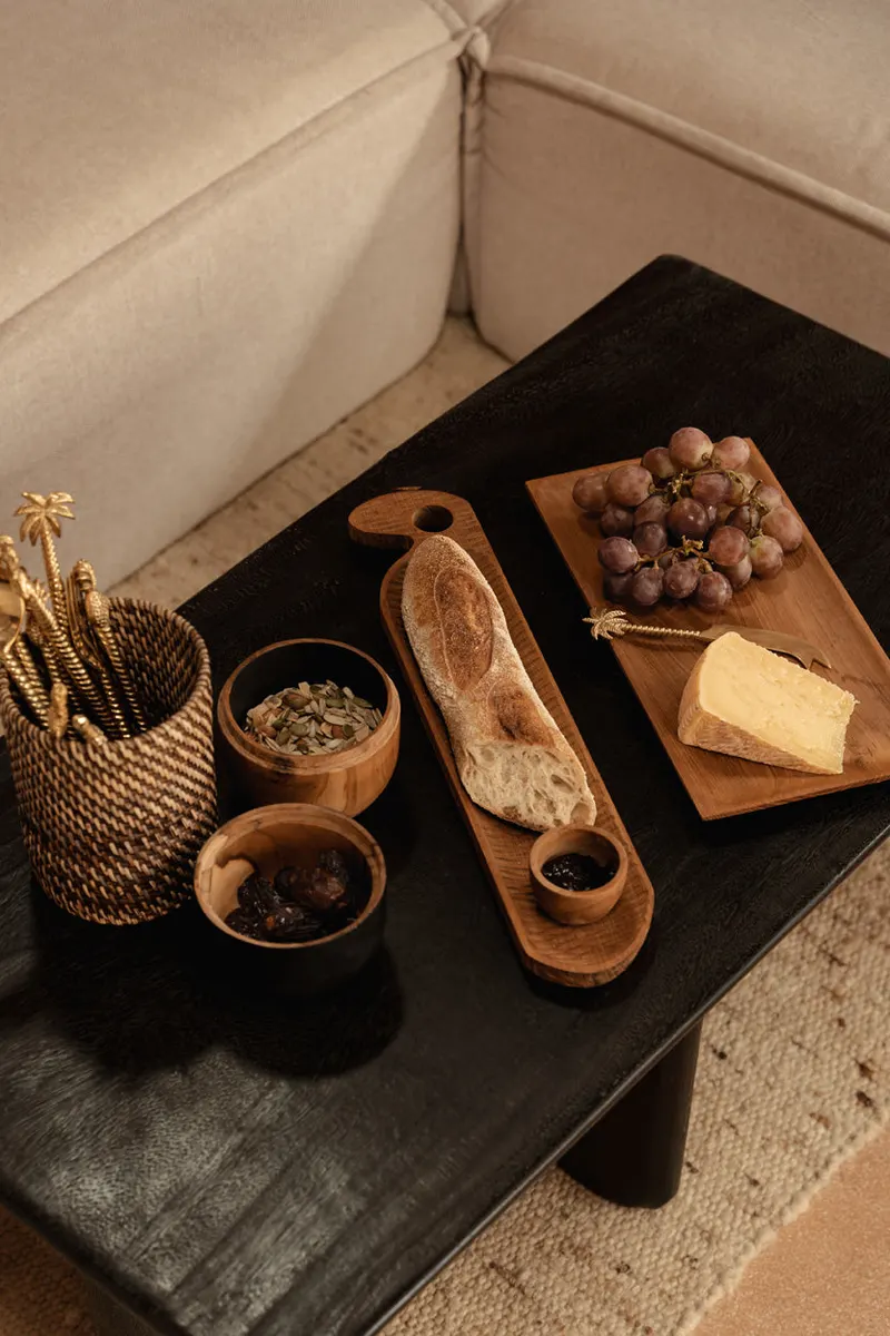 The Bondi Double Bowl Schale aus Teakholz von Bazar Bizar, Größe 12 × 7 × 14 cm, Natur / Schwarz, Ansicht 2