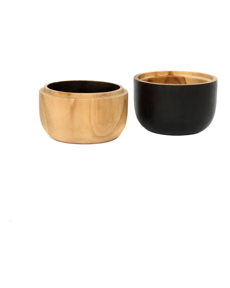 The Bondi Double Bowl Schale aus Teakholz von Bazar Bizar, Größe 12 × 7 × 14 cm, Natur / Schwarz, Ansicht 6