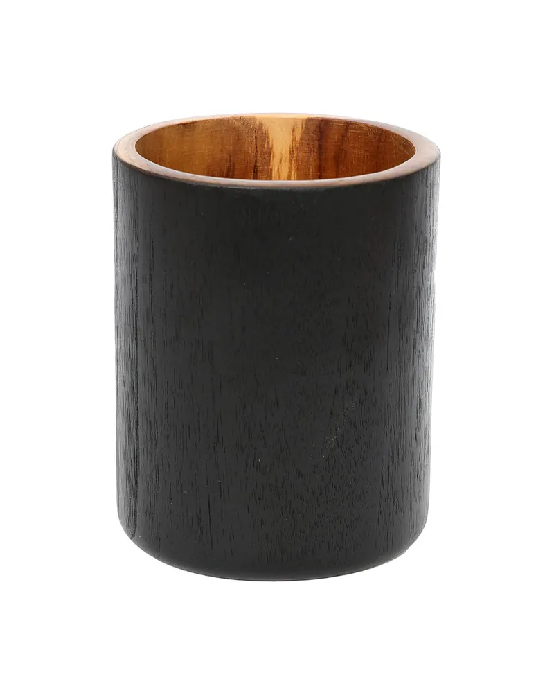 The Bondi Holder #1 Tischdekoration aus Teakholz von Bazar Bizar, Größe 12 × 12 × 15 cm, Natur / Schwarz, Ansicht 1